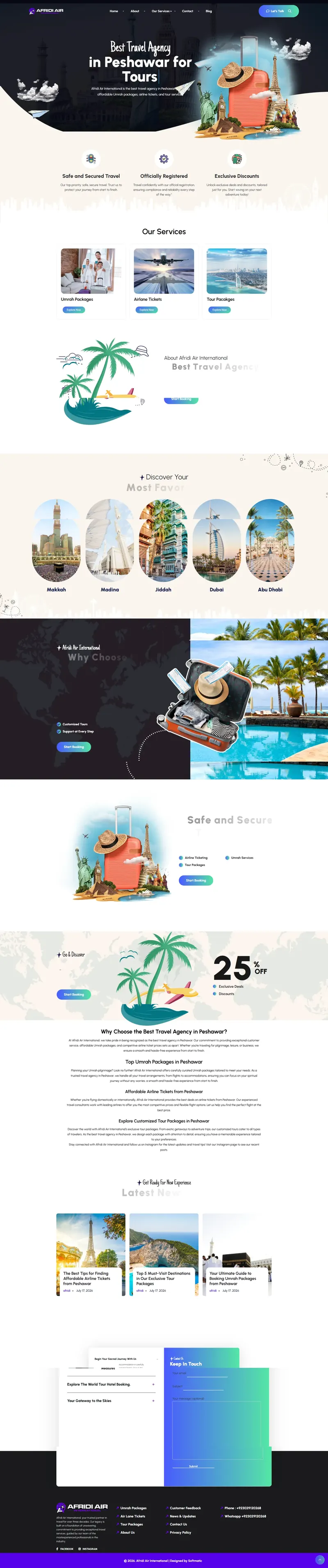 Afridi Air International — travel agency website design with Umrah and tour packages