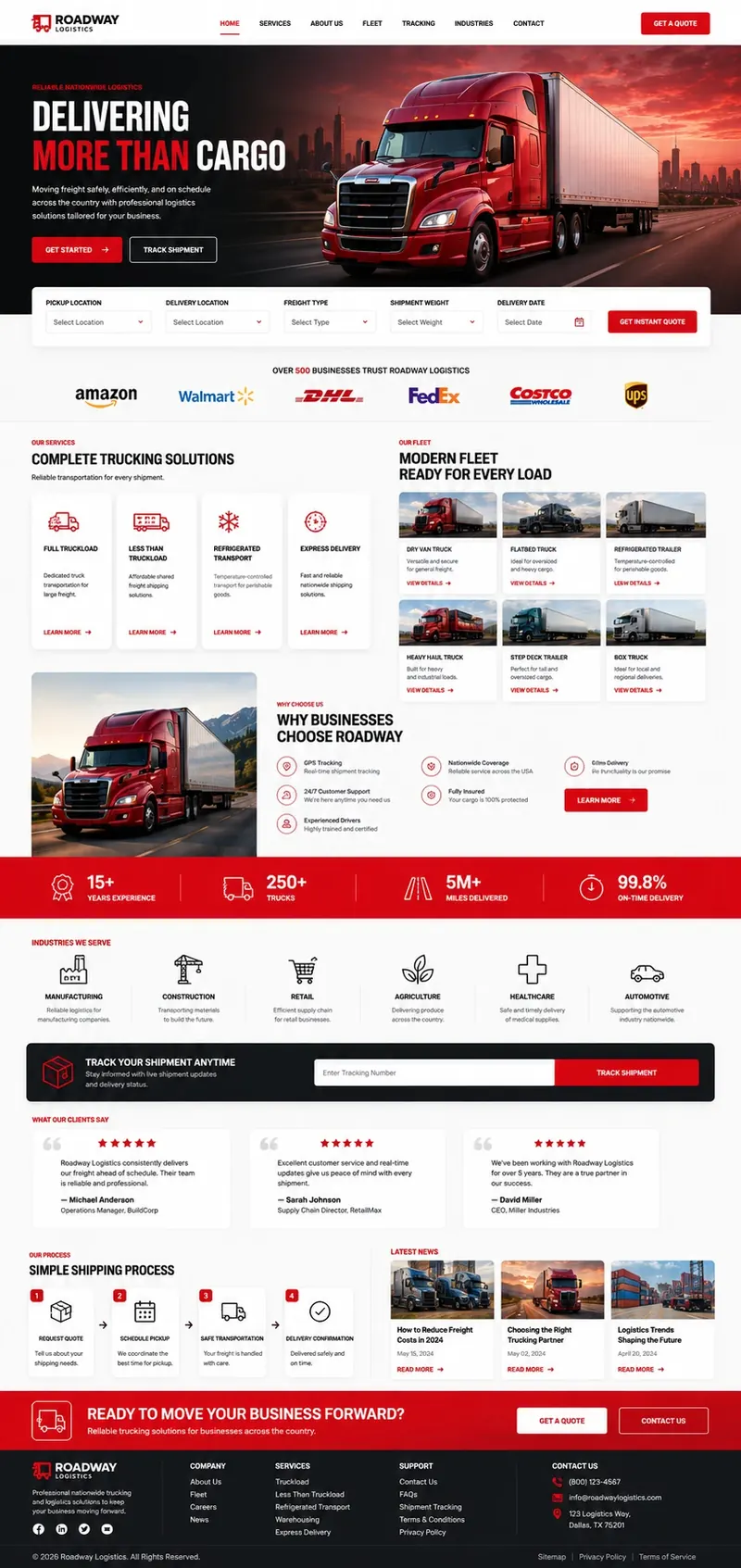 Roadway Logistics — trucking and logistics company website design
