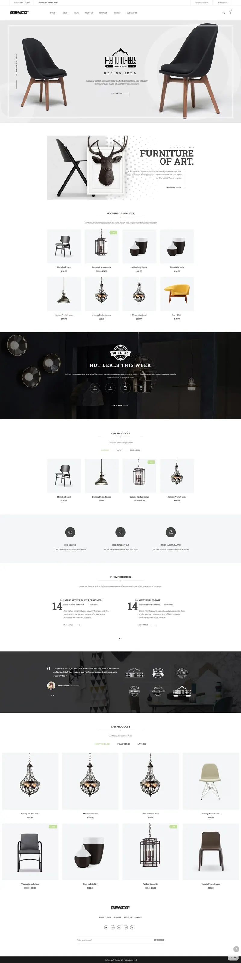 Benco Furniture — minimalist furniture eCommerce store website design